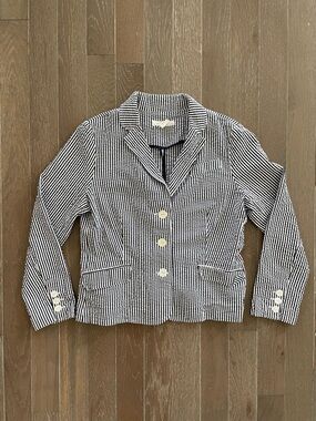 Sandro Seersucker Striped Blazer – Size L